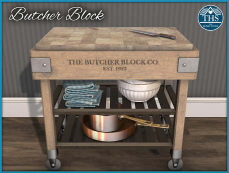 Second Life Marketplace - BUTCHER BLOCK, Butcher Block Kitchen Island